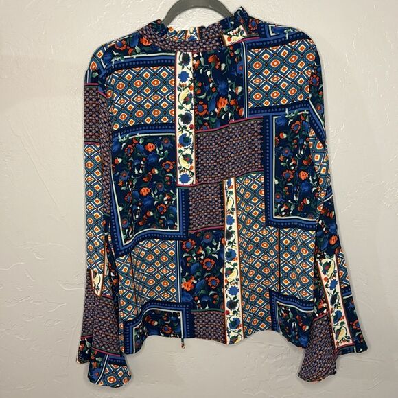 Anthropologie Hazel boho bell sleeve patchwork blouse top small petite - Picture 4 of 4